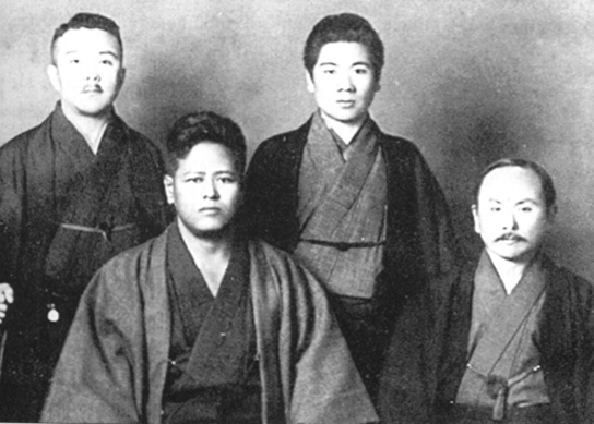 Japanese Karate Style Masters LtoR - Yasuhiro Konishi -Chojun Miyagi -Tatsuo Yamada - Gichin Funakoshi